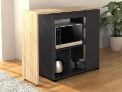 Vente-unique Barmeubel-Draaibaar Barmeubel Met Opbergruimte - Naturel En Antraciet - Saturne