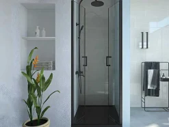 Shower & Design Douchewand-Draaibare Douchedeur - 70 X 195 Cm - Matzwart - Gehard Glas - Sarasota