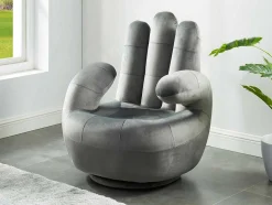 Vente-unique Handstoel-Draaibare Fauteuil Hand Catchy Van Fluweel - Antraciet