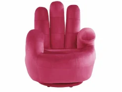 Vente-unique Handstoel-Draaibare Fauteuil Hand Catchy Van Fluweel - Fuchsia