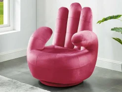 Vente-unique Handstoel-Draaibare Fauteuil Hand Catchy Van Fluweel - Fuchsia