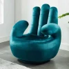 Vente-unique Handstoel-Draaibare Fauteuil Hand Catchy Van Fluweel - Eendenblauw