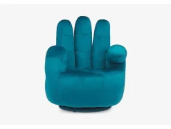 Vente-unique Handstoel-Draaibare Fauteuil Hand Catchy Van Fluweel - Eendenblauw