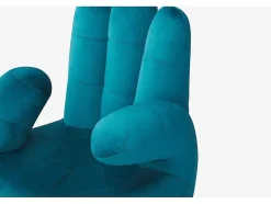 Vente-unique Handstoel-Draaibare Fauteuil Hand Catchy Van Fluweel - Eendenblauw