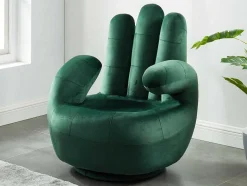 Vente-unique Handstoel-Draaibare Fauteuil Hand Catchy Van Fluweel - Spargroen