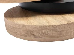 Vente-unique Salontafel-Draaibare Ronde Salontafel Met 1 Nis Van Mdf - Zwart En Licht Naturel - Janita