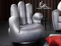 Vente-unique Handstoel-Draaiende Fauteuil Catchy Van Kunstleer - Zilverkleurig