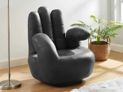 Vente-unique Handstoel-Draaiende Fauteuil Catchy Van Kunstleer - Zwart
