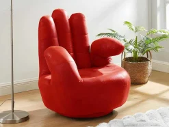 Vente-unique Handstoel-Draaiende Fauteuil Catchy Van Kunstleer - Rood