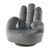 Vente-unique Handstoel-Draaiende Kinderfauteuil Catchy Van Fluweel - Antraciet