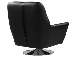 Vente-unique Fauteuil Leer-Draaifauteuil Ithaque In Buffelleer - Zwart