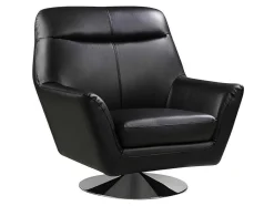 Vente-unique Fauteuil Leer-Draaifauteuil Ithaque In Buffelleer - Zwart