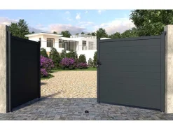EXPERTLAND Hekjes & Poorten-Draaipoort Van Aluminium Antraciet - L355 X 181 Cm - Nazario