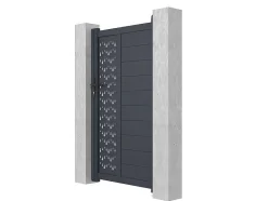 EXPERTLAND Hekjes & Poorten-Draaipoort Van Aluminium Met Motieven - Halfopengewerkt - L. 103 X H. 181 Cm - Antraciet - Gregor