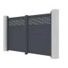 EXPERTLAND Hekjes & Poorten-Draaipoort Van Aluminium Met Motieven - Halfopengewerkt - L. 305 X H. 182 Cm - Antraciet - Bazio
