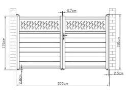 EXPERTLAND Hekjes & Poorten-Draaipoort Van Aluminium Met Motieven - Halfopengewerkt - L. 305 X H. 182 Cm - Antraciet - Bazio