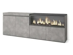 Skraut Home Buffetkast-Dressoir, Opbergkast, 210, 4 Deuren, Elektrische Haard Xxl, Cement