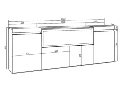 Skraut Home Buffetkast-Dressoir, Opbergkast, 210, 4 Deuren, Elektrische Haard Xxl, Cement