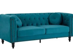 Vente-unique Bankstel 3+2-Drie- En Tweezitsbank Van Blauwgroen Velours Turner