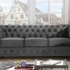 Vente-unique Bankstel 3+2-Drie- En Tweezitsbank Van Antracietkleurig Velours Chesterfield