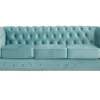 Vente-unique Bankstel 3+2-Drie- En Tweezitsbank Van Pastelblauw Velours Chesterfield