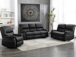Vente-unique Bankstel 3+2-Drie- En Tweezitsrelaxbank Canby - Kunstleer - Zwart