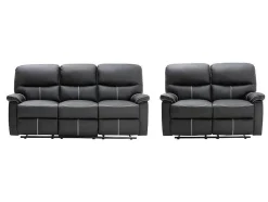 Vente-unique Bankstel 3+2-Drie- En Tweezitsrelaxbank Canby - Kunstleer - Zwart
