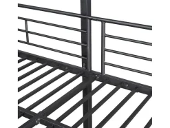 Vente-unique Kinderbed Stapelbed-Driedubbele Stapelbedden 90 X 200 Cm - Hoge Reling En Ladder - Metaal - Zwart