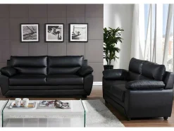 Vente-unique Bankstel 3+2-Driezits- En Tweezitsbank Manoa Van Kunstleer - Zwart