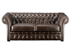 Vente-unique Bankstel 3+2-Driezits- En Tweezitsbank Chesterfield Clotaire Van 100% Leer Met Lived-In Aspect