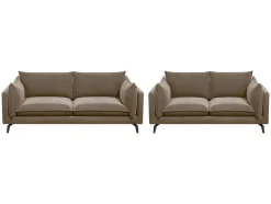 Vente-unique Bankstel 3+2-Driezits- En Tweezitsbank Van Fluweel Kestrel - Beige