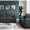 Vente-unique Bankstel 3+2-Driezits- En Tweezitsbank Van Stof Manoa - Antraciet
