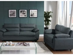 Vente-unique Bankstel 3+2-Driezits- En Tweezitsbank Van Stof Manoa - Antraciet