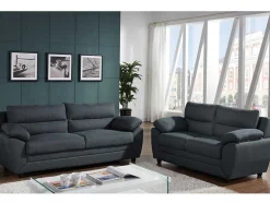 Vente-unique Bankstel 3+2-Driezits- En Tweezitsbank Van Stof Manoa - Antraciet
