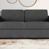 Vente-unique Slaapbank Met Matras-Driezits Express Bedbank Van Stof Calife - Grijs - Slaap Afmeting 140 Cm - Matras 22 Cm