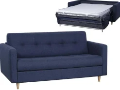 Vente-unique Slaapbank Met Matras-Driezits Express Bedbank Van Stof Ganoa - Blauw