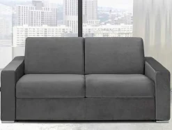 Vente-unique Speciale Modellen Zitbanken & Fauteuils-Driezits Express Bedbank Van Fluweel Calito - Antraciet - Tweepersoonsbed 140 Cm - Matras 14 Cm
