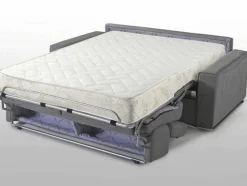 Vente-unique Speciale Modellen Zitbanken & Fauteuils-Driezits Express Slaapbank Van Stof Vizir - Blauw - Slaapafmeting Met Brede Latten 140 Cm - Matras 18 Cm