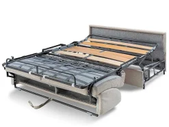 Vente-unique Speciale Modellen Zitbanken & Fauteuils-Driezits Express Slaapbank Van Stof Vizir - Blauw - Slaapafmeting Met Brede Latten 140 Cm - Matras 18 Cm