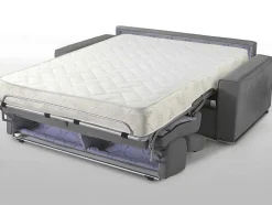 Vente-unique Speciale Modellen Zitbanken & Fauteuils-Driezits Express Slaapbank Van Stof Vizir - Grijs - Slaapafmeting Met Brede Latten 140 Cm - Matras 18 Cm
