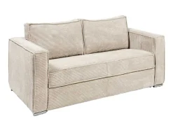 Vente-unique 2En 3-Zitsbank-Driezits Express Slaapbank Van Ribfluweel - Beige - Loreto
