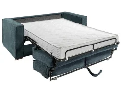 Vente-unique Slaapbank Met Matras-Driezits Express Slaapbank Van Ribfluweel - Blauw - Loreto