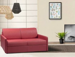 Vente-unique Speciale Modellen Zitbanken & Fauteuils-Driezits Express-Bedbank Van Kunstleer Calife - Grijs - Slaapafmeting 140 Cm