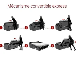 Vente-unique Speciale Modellen Zitbanken & Fauteuils-Driezits Express-Bedbank Van Kunstleer Calife - Grijs - Slaapafmeting 140 Cm