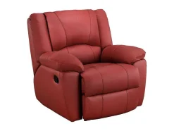 Vente-unique Set Zitbank + Fauteuil-Driezits Relaxbank En Relaxfauteuil Van Leer Aroma - Rood
