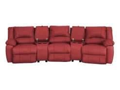 Vente-unique Set Zitbank + Fauteuil-Driezits Relaxbank En Relaxfauteuil Van Leer Aroma - Rood