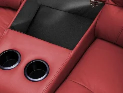 Vente-unique Set Zitbank + Fauteuil-Driezits Relaxbank En Relaxfauteuil Van Leer Aroma - Rood
