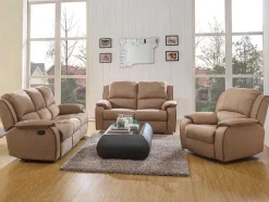 Vente-unique Set Zitbank + Fauteuil-Driezits Relaxbank En Relaxfauteuil Van Microvezel Hernani - Zwart