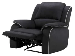 Vente-unique Set Zitbank + Fauteuil-Driezits Relaxbank En Relaxfauteuil Van Microvezel Hernani - Zwart