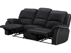 Vente-unique Set Zitbank + Fauteuil-Driezits Relaxbank En Relaxfauteuil Van Microvezel Hernani - Zwart